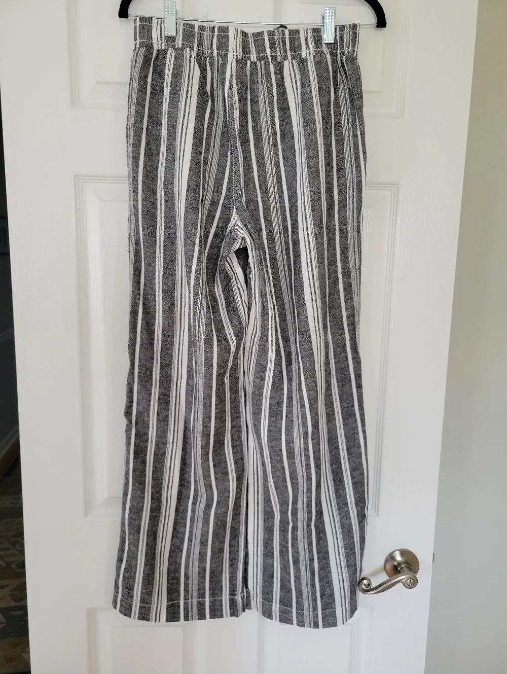 Womens NWT Size Large Striped Wide Leg Drawstring Pants - Black & White - Picture 2 of 7